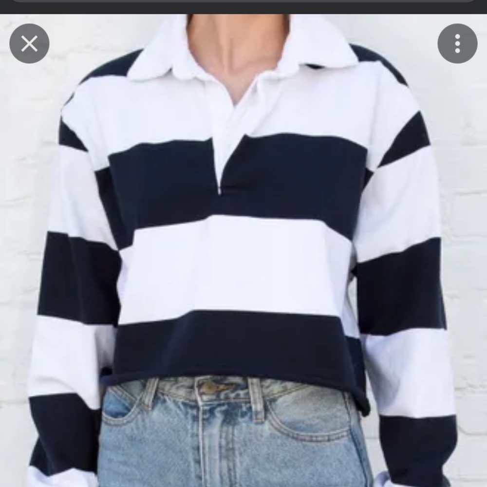 Brandy melville collared cropped long sleeve